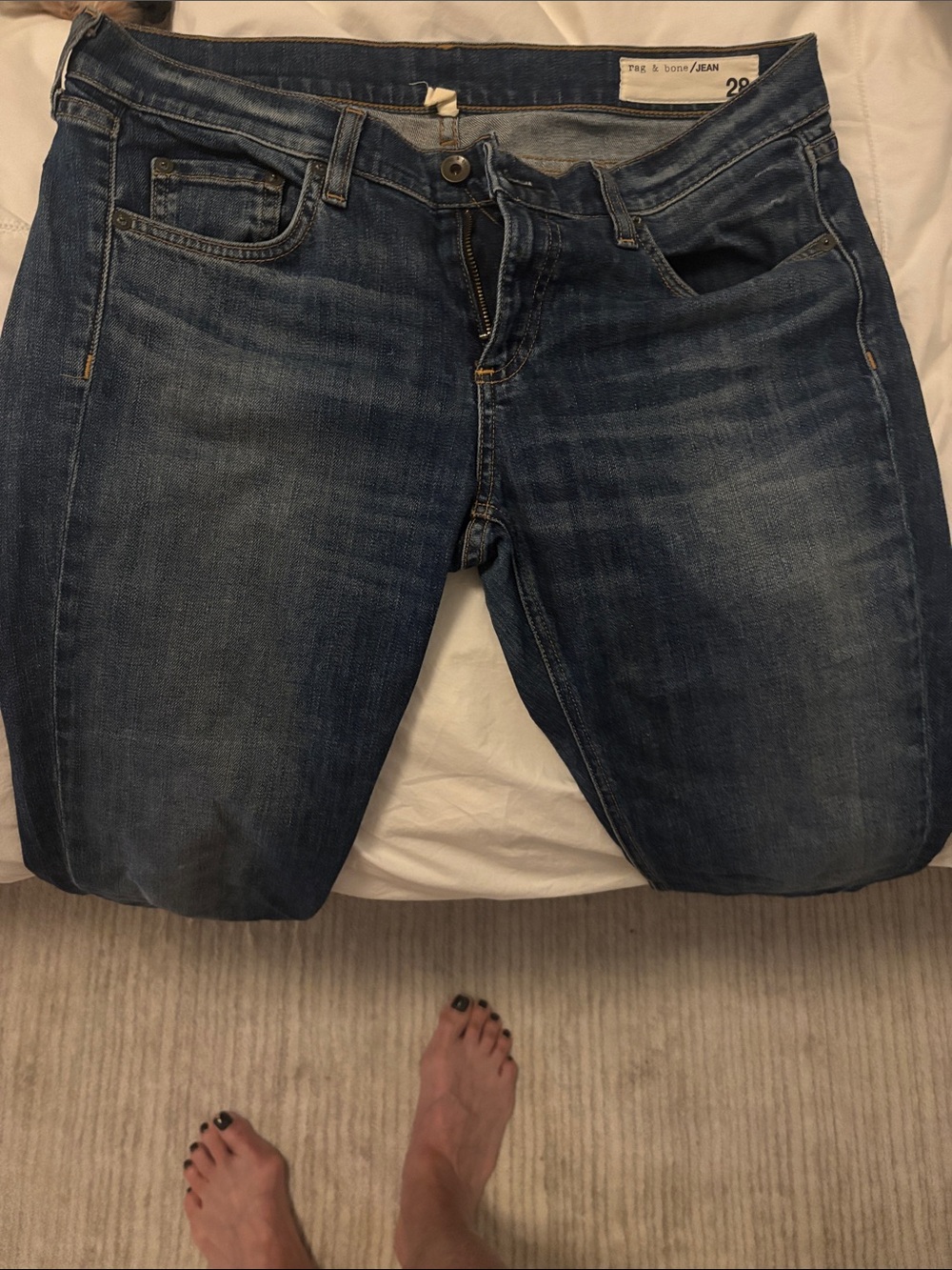 rag & bone Women's Skinny Jeans in Dark Blue Wash
